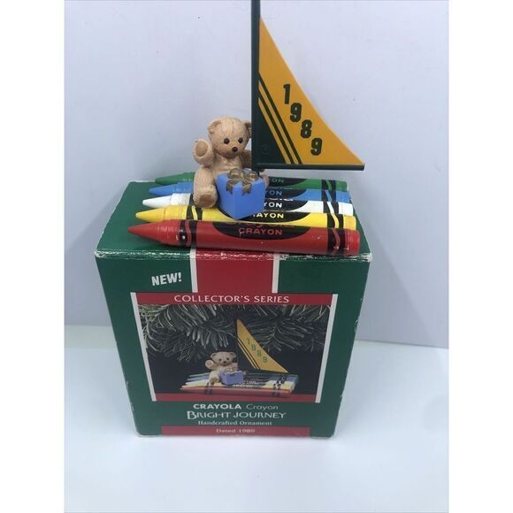 Hallmark Keepsake Ornament 1989 Crayola Bright Journey Bear Crayon 1st in Series - Picture 2 of 12